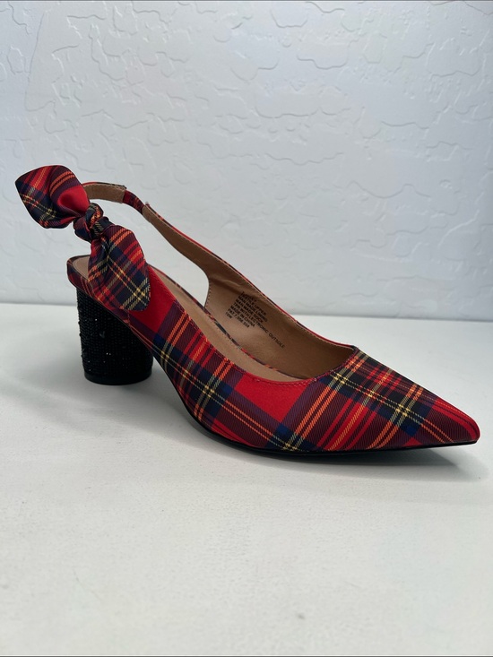 torrid Shoes - Torrid X Betsey Johnson Alley red plaid black cylinder sparkle heel 10W